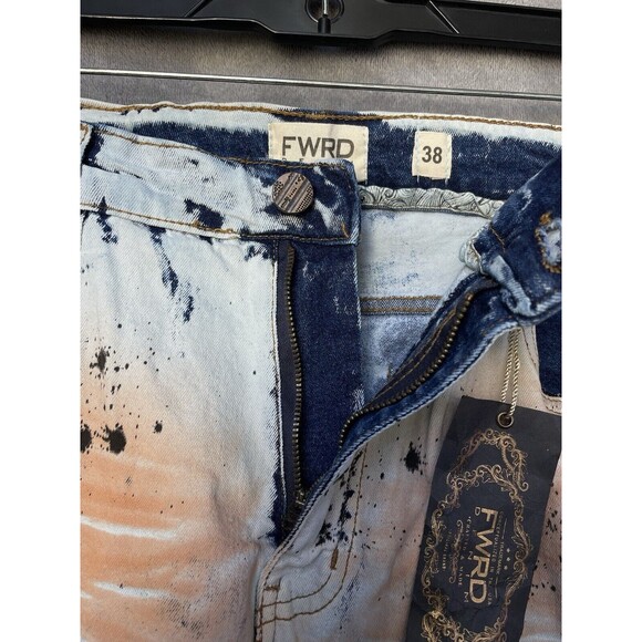 FWRD Paint Splatter Men’s Slim Fit Stretch Distressed Jeans Size 38x32 - Picture 7 of 13
